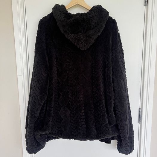 Mens 3XL Black Teddy Fleece Sherpa Hoodie Jacket