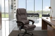 6-Point Massage Office Chair, PU Leather Desk Chair with Adjustable Height and Footrest for Home Office, Brown