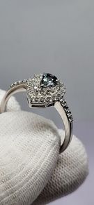 Sterling silver (Sz: R) Peacock Tanzanite, White Zircon Ring in Rhodium Sterling 1.244 Ct.