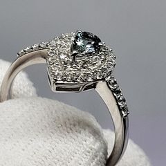 Sterling silver (Sz: R) Peacock Tanzanite, White Zircon Ring in Rhodium Sterling 1.244 Ct.