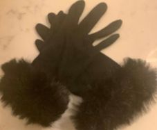 Black Fur Trim Gloves & Animal Print Gloves