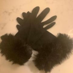 Black Fur Trim Gloves & Animal Print Gloves
