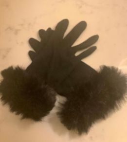 Black Fur Trim Gloves & Animal Print Gloves