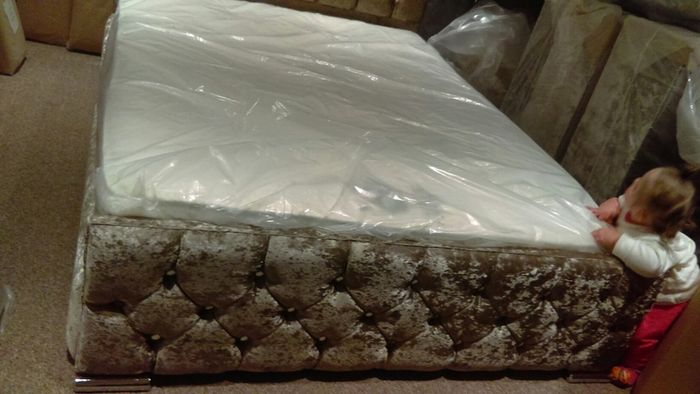 Monaco truffle bed frame and mattress