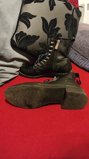 Price drop Zara Trafaluc Black Leather Combat Boots Size EU 39