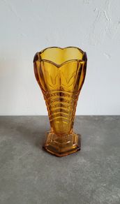 Art deco amber glass vase