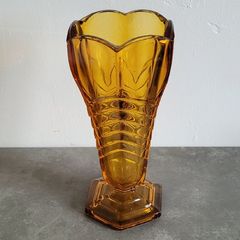 Art deco amber glass vase