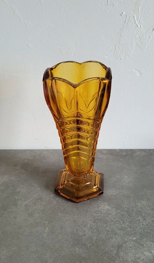 Art deco amber glass vase