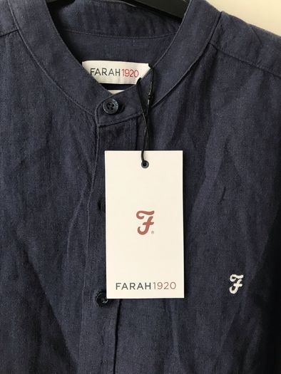 Farah shirt navy linen blend size small New with tags