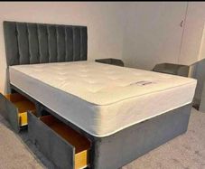 New Stylish Double 4ft, 4ft6, King 5ft And 6ft Superking Sizes Divan Beds Instock. Drawers And Optional Tufted Mattresses Available. Free Delivery