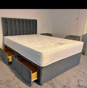 New Stylish Double 4ft, 4ft6, King 5ft And 6ft Superking Sizes Divan Beds Instock. Drawers And Optional Tufted Mattresses Available. Free Delivery