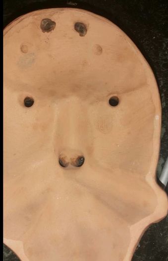 Unique signed terracotta Buso mask