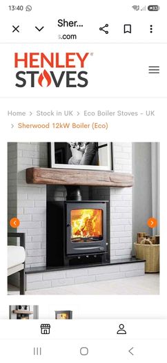 Henley stove with back boiler 12kw