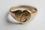 Vintage 18K Yellow Gold 750 Heart Engraved  Ring size P - 4,5g