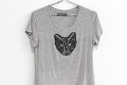 Pre Owned Marciano by Guess Beaded Panther Striped Tee