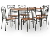 7 Piece Dining Set MDF and Steel Brown