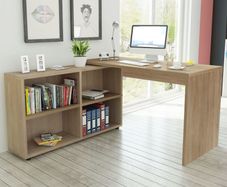 Corner Desk 4 Shelves Oak