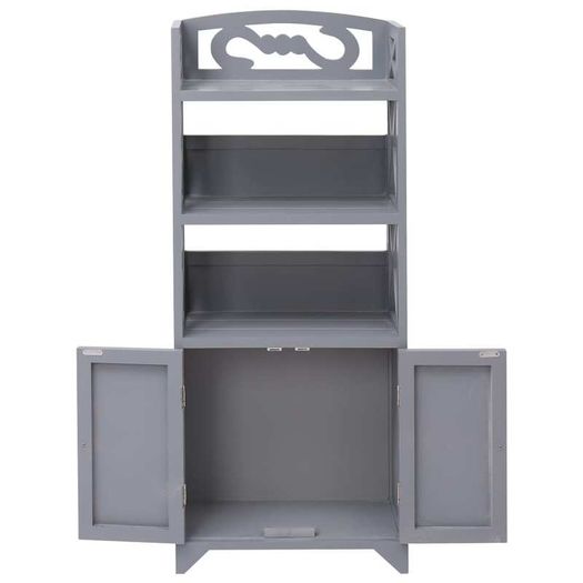 Bathroom Cabinet Grey 46x24x116 cm Paulownia Wood