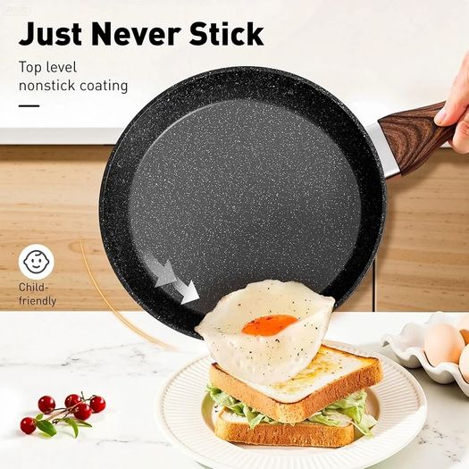 Kitchen Academy Non Stick Cookware, Pots Pans Sets with Lids 15PCS Black Induction Hob Pan Set, Saucepan Set, Granite Cookware, Nonstick Frying Pan, Cooking Pot Pancake Sets Non Toxic for All Hobs