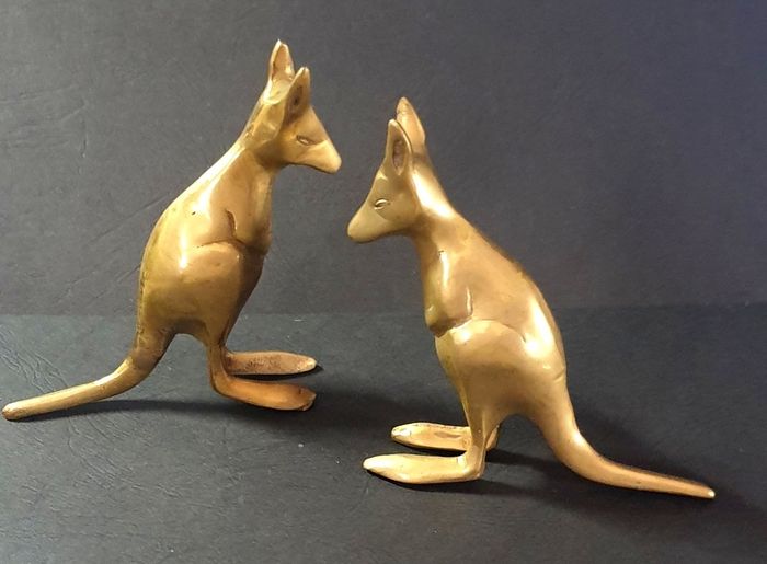 Pair Of Vintage Brass Kangaroo's (Bookends)