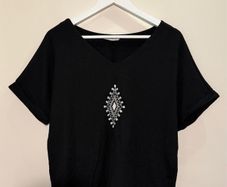 BIG DART Boho Style Black Top Size 8!