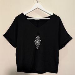BIG DART Boho Style Black Top Size 8!