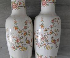Vintage Erne Ceramic Bird of Paradise Porcelain Vases - 20th Century