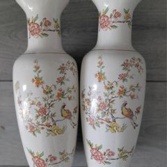 Vintage Erne Ceramic Bird of Paradise Porcelain Vases - 20th Century