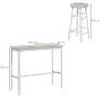 High bar table set + 2 stools, steel frame, natural wood-effect top, 2-person, white Image 4