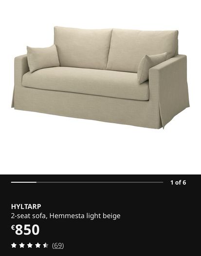 IKEA HYLTARP 2 Seater Sofa Light Beige As New