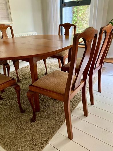 Mid-century extendable dining table & vintage chairs