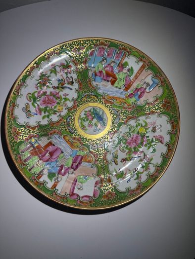Set of 3 Antique 19th C. Chinese Export Rose Medallion Plates