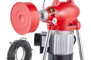 Drain Cleaner Machine Electric Sewer Snake Auger Manual Feed with 2 Sectional Steel Cables 250W