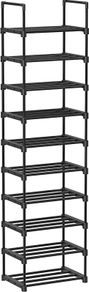 Shoe Rack, 10-Tier Metal Shoe Storage Organiser, Customisable Design, Metal Frame, Space-Saving Rack, for Dressing Room, Hallway, 30 x 45 x 174 cm, available in Black/Grey (FREE POSTAGE)