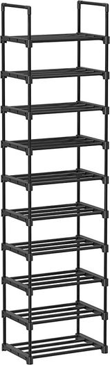 Shoe Rack, 10-Tier Metal Shoe Storage Organiser, Customisable Design, Metal Frame, Space-Saving Rack, for Dressing Room, Hallway, 30 x 45 x 174 cm, available in Black/Grey (FREE POSTAGE)