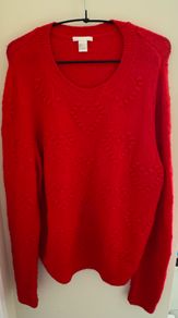 H&M Red Raised Hearts Jumper