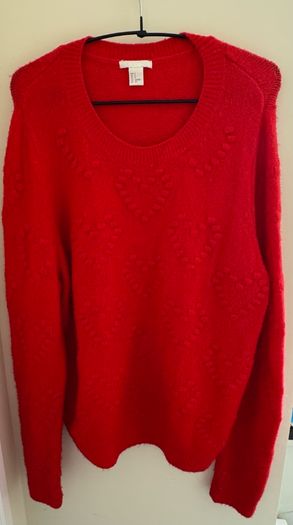 H&M Red Raised Hearts Jumper
