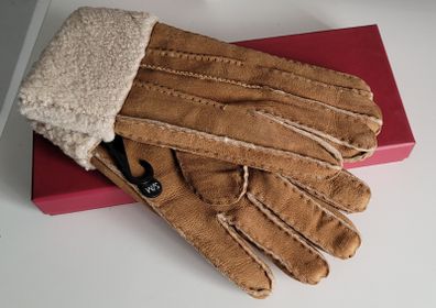 Ashwood Leather Gloves, tan, size S/M