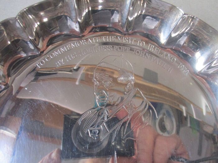 1979 Knock Papal Visit Souvenir Silver Plated Dish
