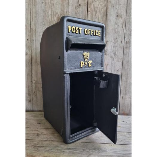 Cast Iron Post Box Large Small Harp Black CH R MB05 B