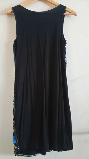 Woman 70,s style dress multicolored sequence