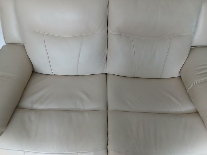 Sofa - Cream Leather 3+2 Seater