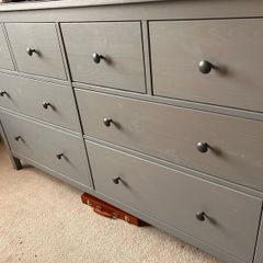 IKEA HEMNES Grey 8-Drawer Chest with Glass Top