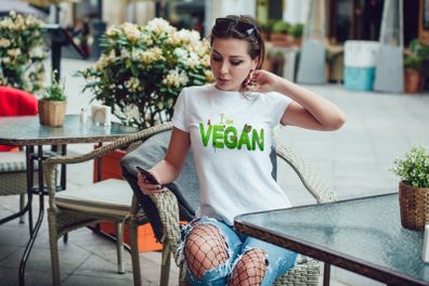 I Am Vegan Girls Ladies T-shirt Tee Top Great Gift Present Idea For Vegans