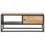 Coffee Table with Carved Door 90x55x36 cm Rough Mango Wood Image 2
