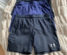 UNDER ARMOUR boys shorts x 3, 2 black, 1 blue