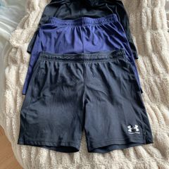 UNDER ARMOUR boys shorts x 3, 2 black, 1 blue