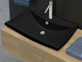 Black Luxury Ceramic Basin Rectangular with Overflow & Faucet Hole