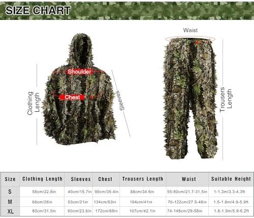 5PCS Ghillie Suit 3D Leaf Camouflage Uniform Gilly Suit