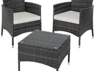 main image for ad _Polyrattan garden set, 2 chairs and small table with glass top, robust steel frame, various colours